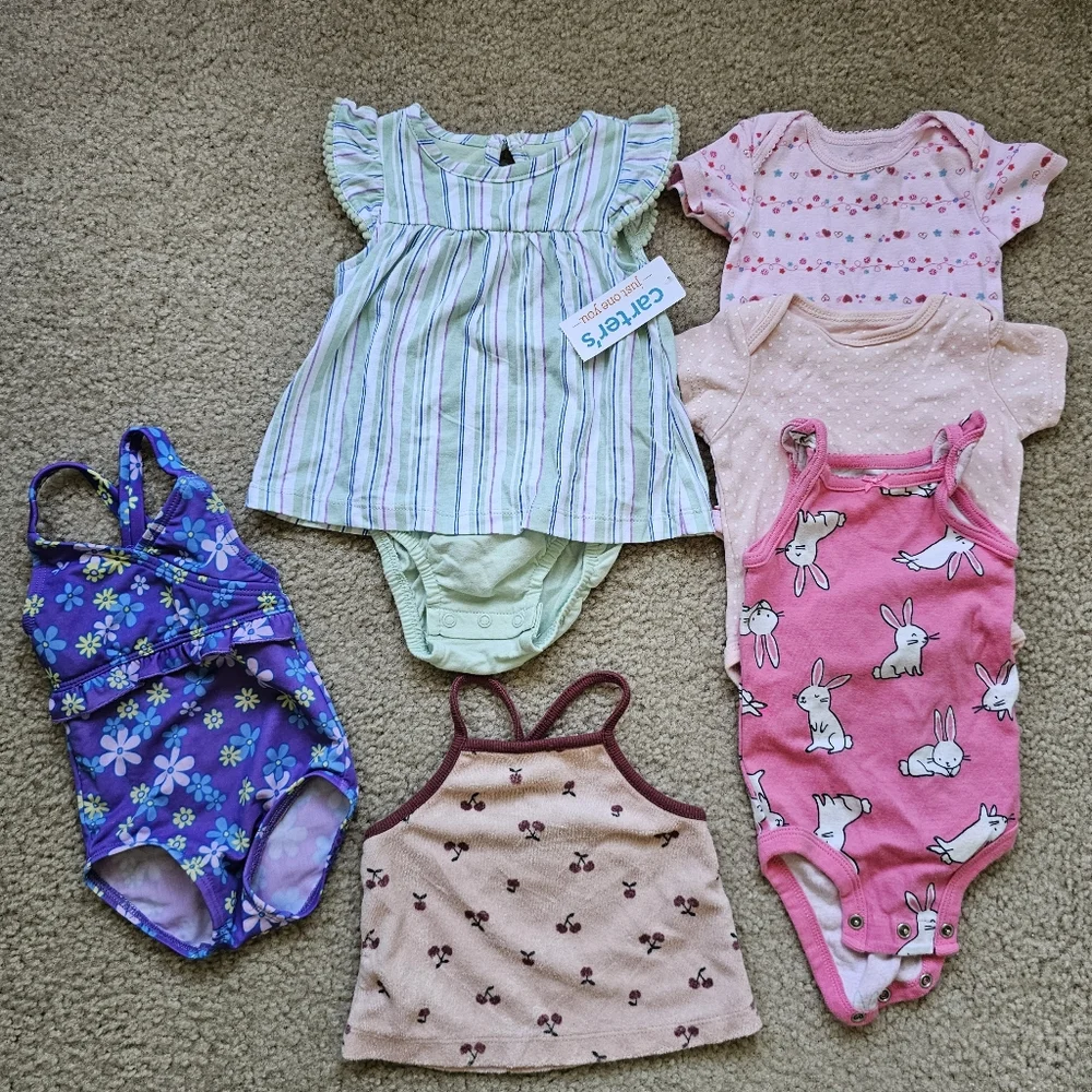 38pc baby girl clothing 3 6 month shorts dress footie onesie romper robe swim